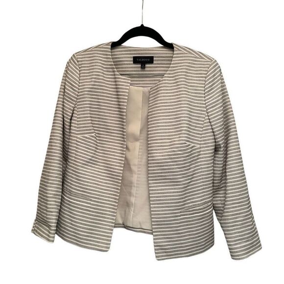 Talbots cream with grey stripes skirt suit- size 6 - Picture 3 of 14